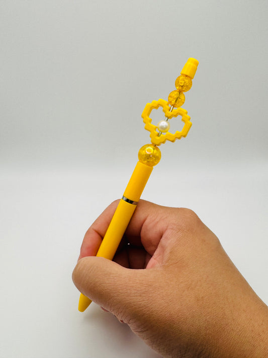 Yellow Retro Heart Pen