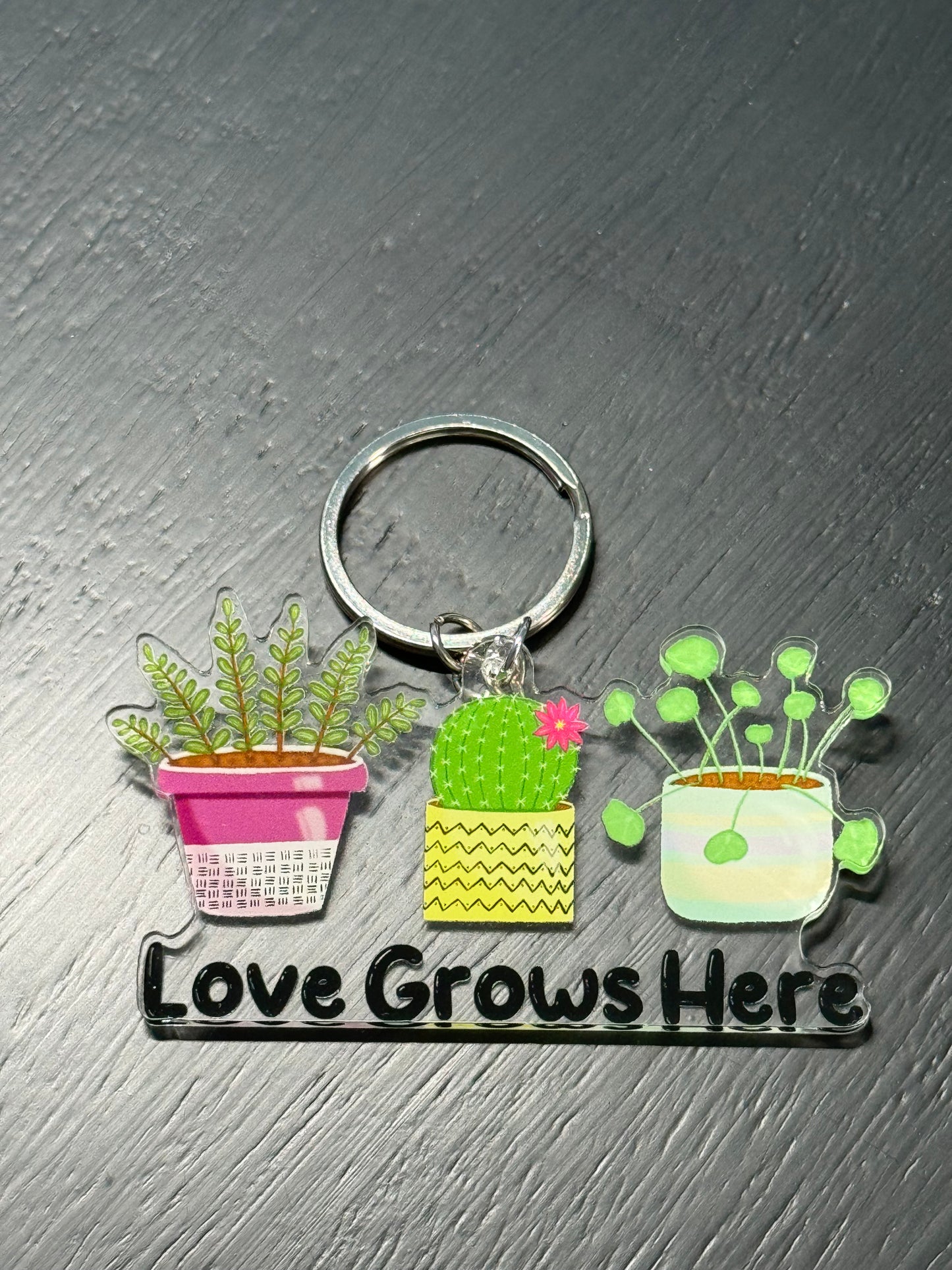 Love Grows Here Plant Key Ring