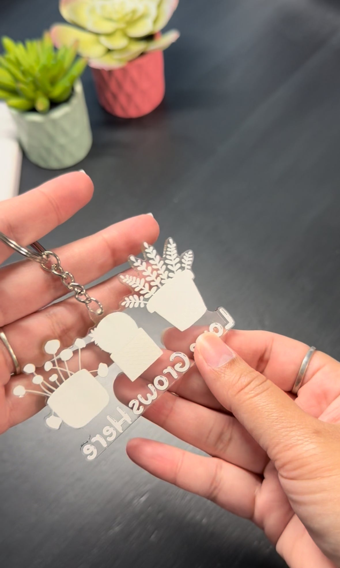 Love Grows Here Plant Key Ring