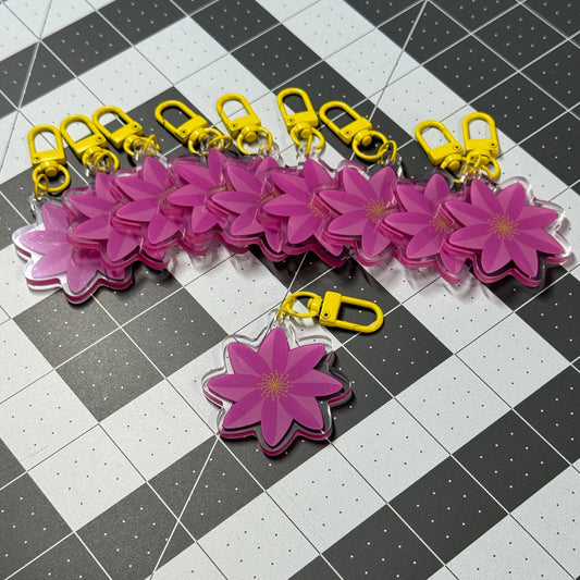Pink Pinwheel Flower Key Ring