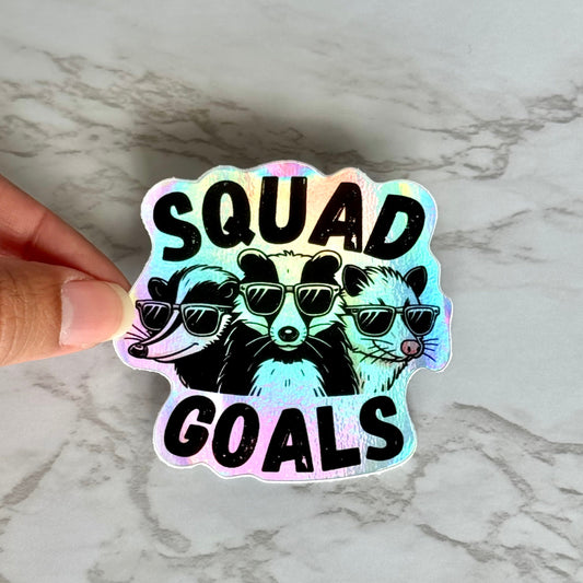 Holo Opossum, Raccoon & Skunk Squad Goals Sticker