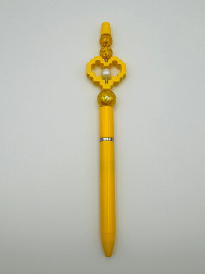 Yellow Retro Heart Pen