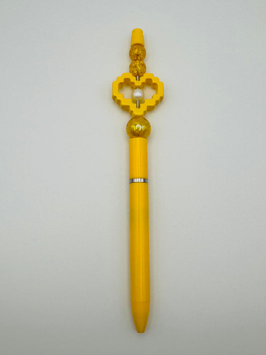 Yellow Retro Heart Pen