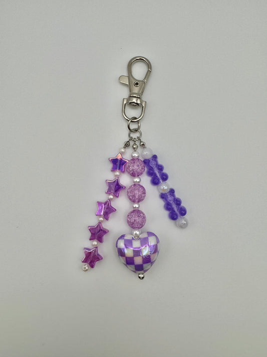 Purple Heart Cluster Bag Charm