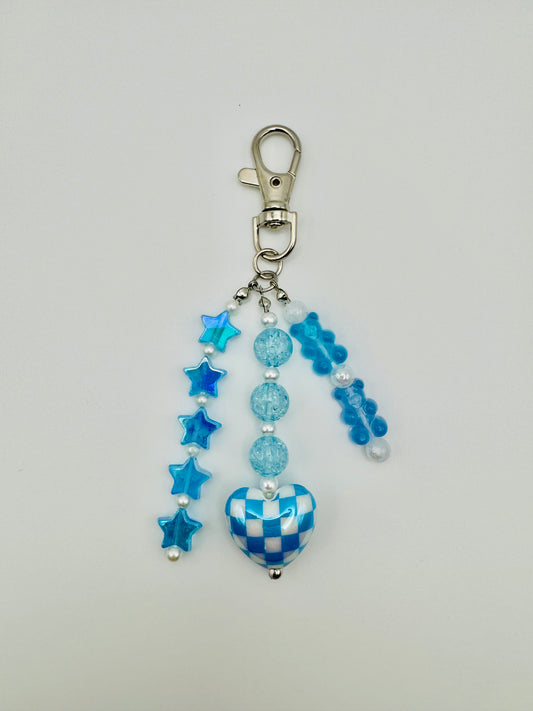 Blue Heart Cluster Bag Charm