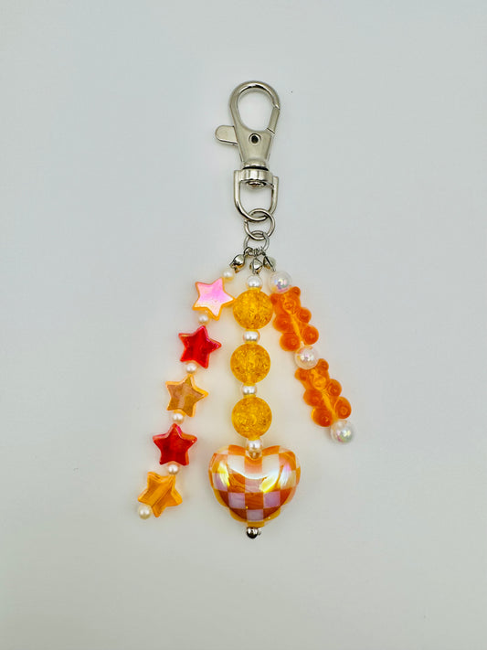Orange Heart Cluster Bag Charm