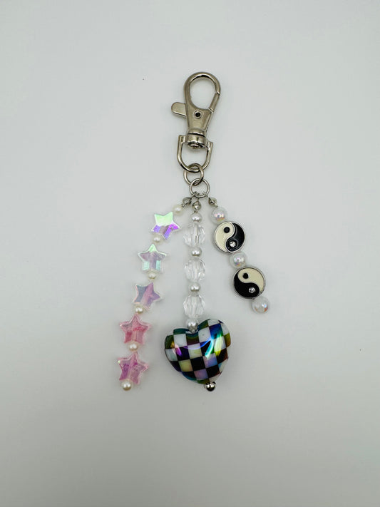 Black Iridescent Heart Cluster Bag Charm