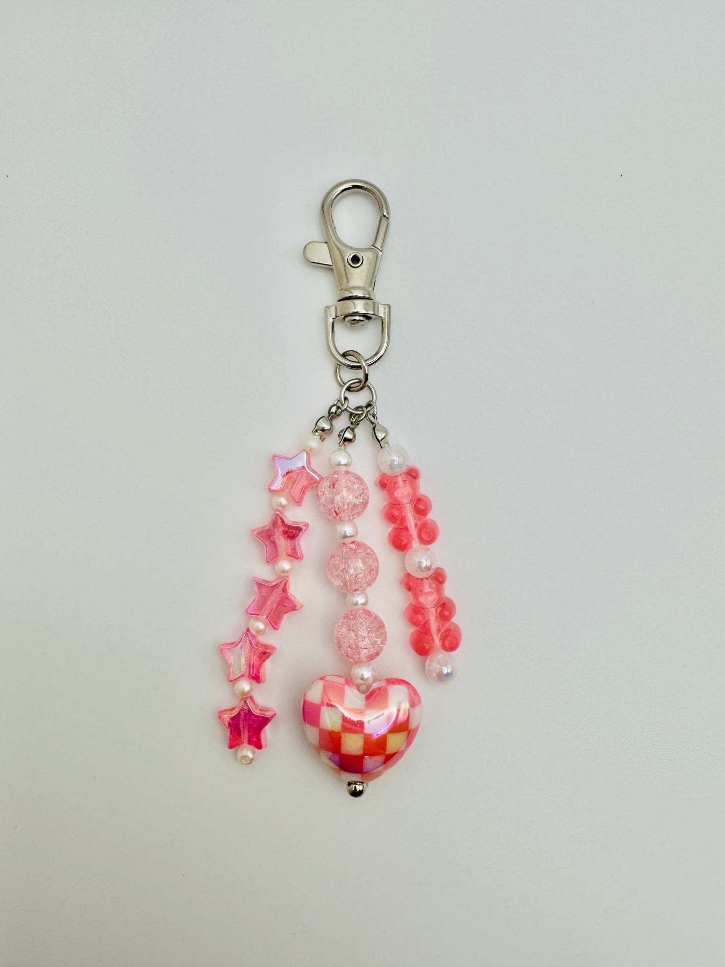 Pink Heart Cluster Bag Charm
