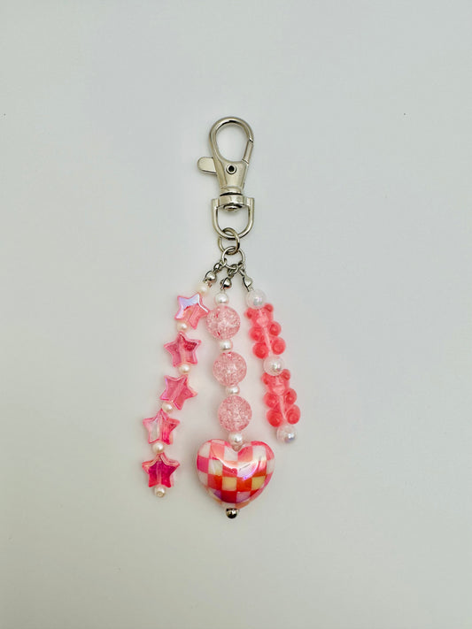 Pink Heart Cluster Bag Charm