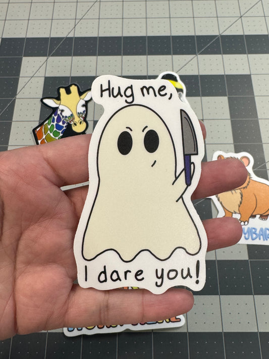 Hug me, I dare you! Ghost sticker