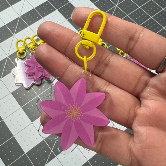 Pink Pinwheel Flower Key Ring