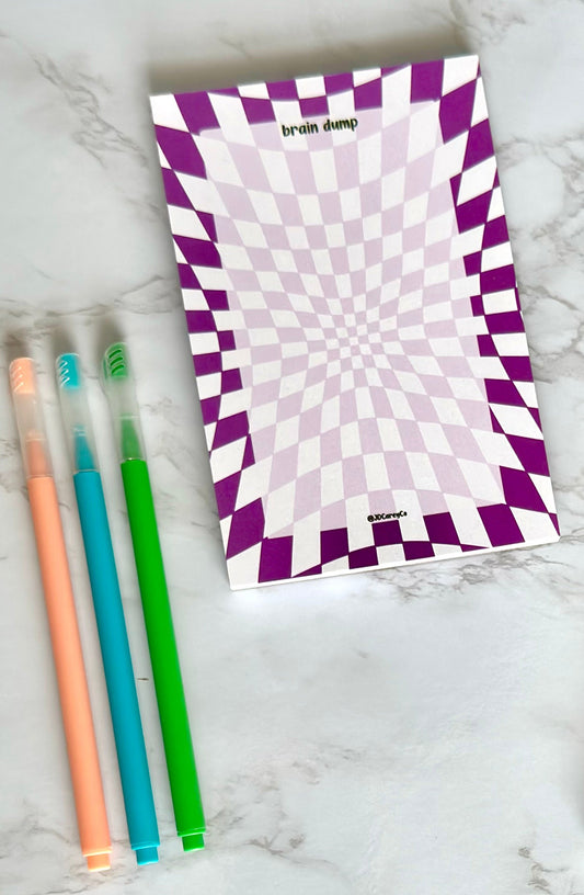 Purple Checkerboard Brain Dump Notepad