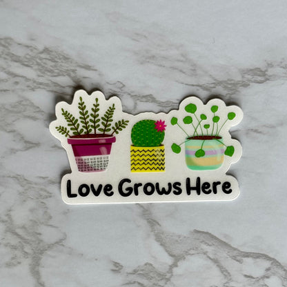 Potted Plants Love Grows Here Sticker