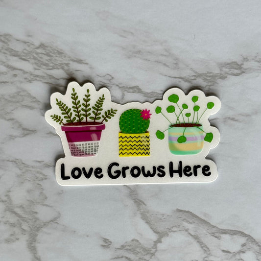 Potted Plants Love Grows Here Sticker