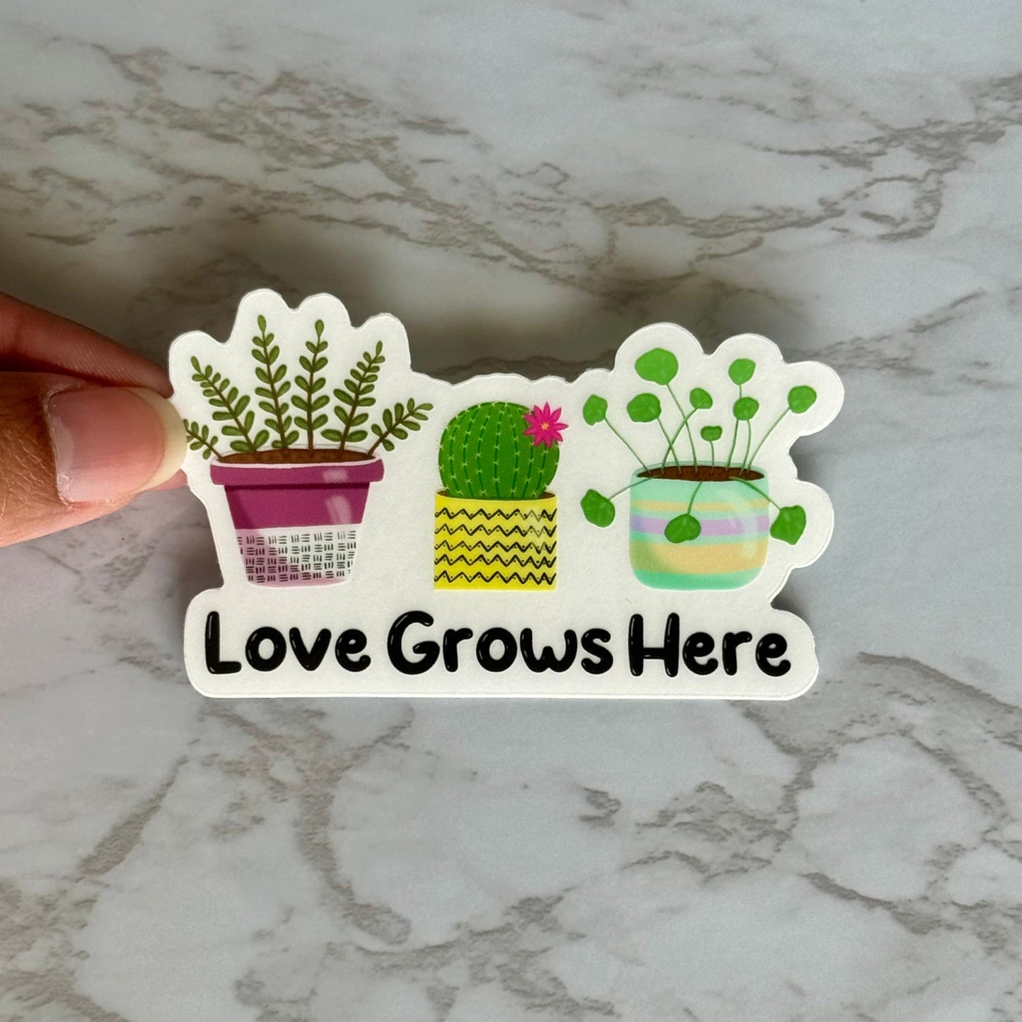 Potted Plants Love Grows Here Sticker