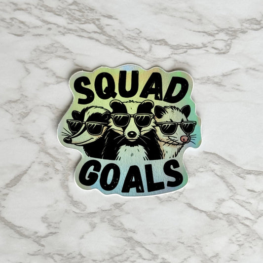 Holo Opossum, Raccoon & Skunk Squad Goals Sticker