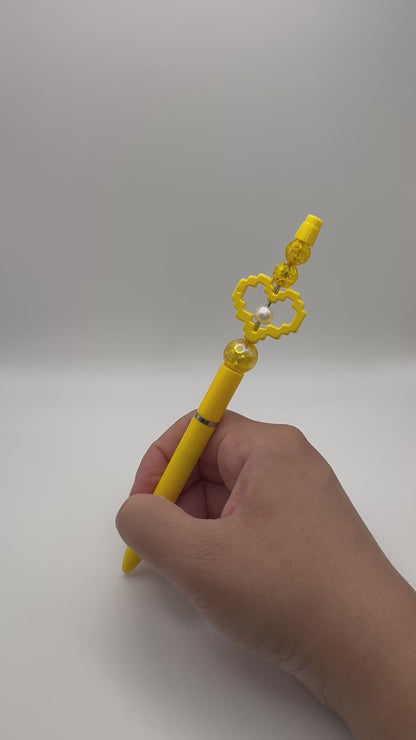 Yellow Retro Heart Pen