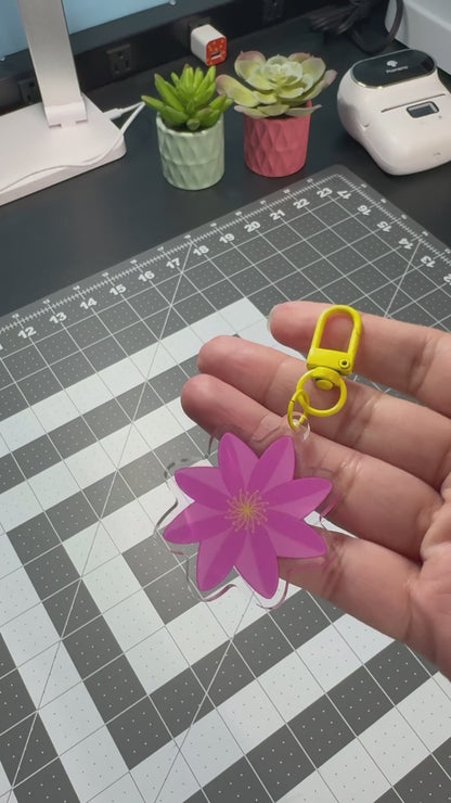 Pink Pinwheel Flower Key Ring